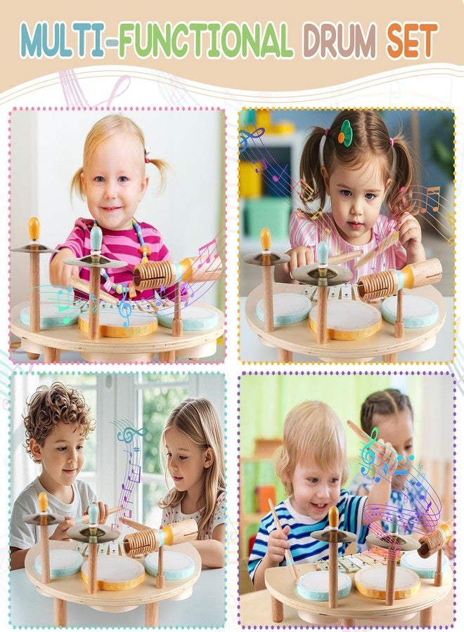 Rmischolar Kids Drum Set, Montessori Musical Instruments for Toddlers 1-3, Wooden Musical Toys for Babies, Preschool Educational Baby Drum Kit with Xylophone, Birthday Gift for Boys Girls - Image 5